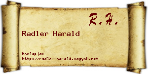 Radler Harald névjegykártya